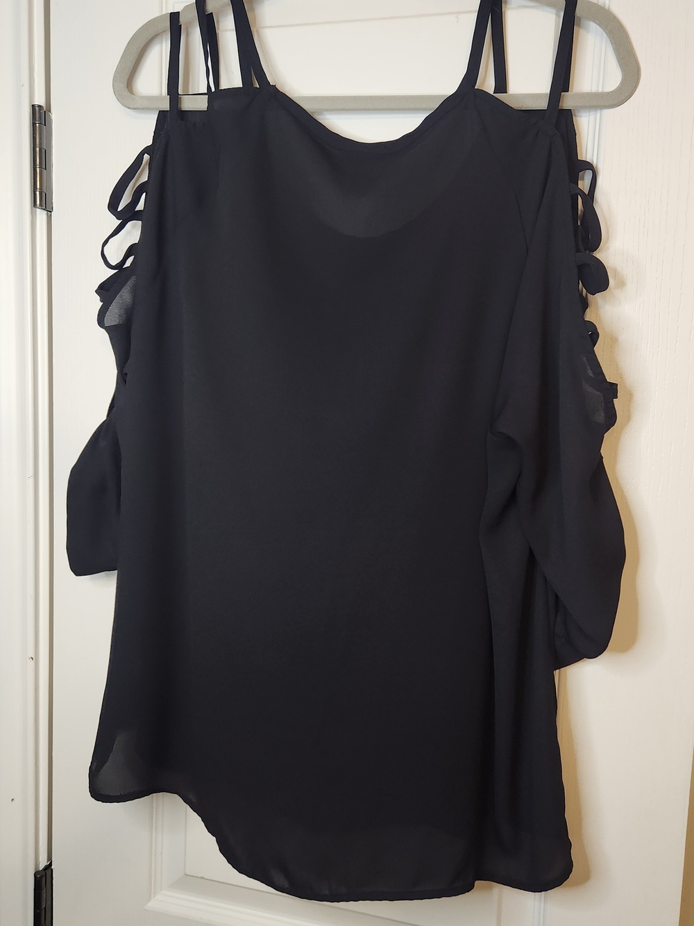 Torrid Black Cold-Shoulder Strappy Blouse - Picture 8 of 9